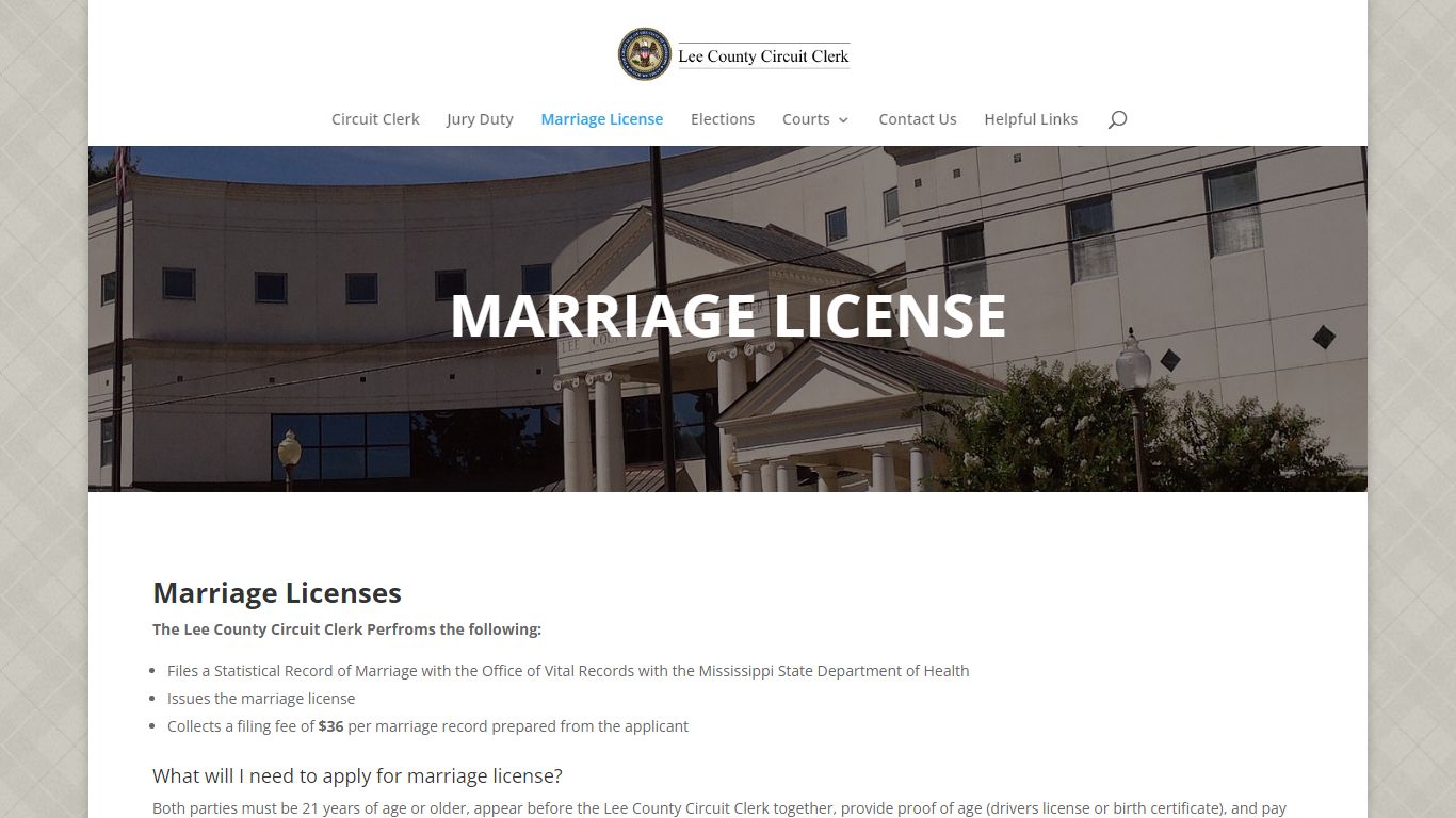 Marriage License - Lee County Circuit Clerk