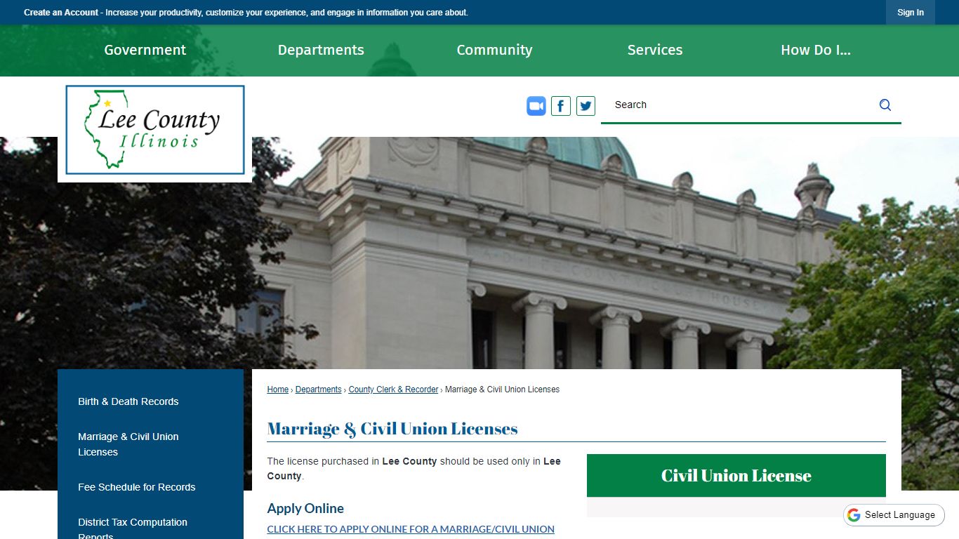 Marriage & Civil Union Licenses | Lee County, IL